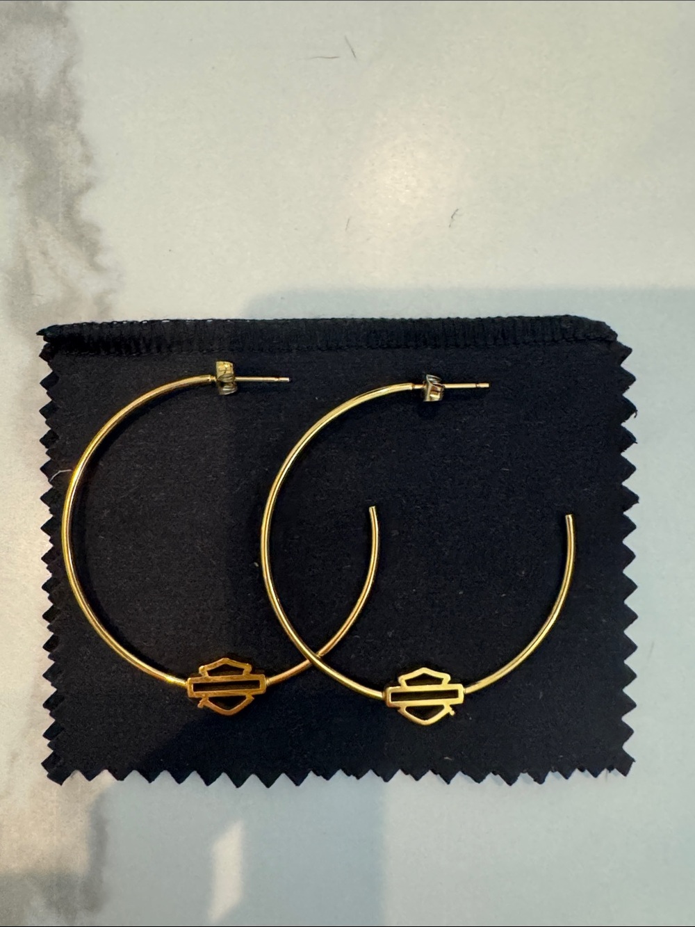 Harley-Davidson Gold Hoop Earrings with B&S